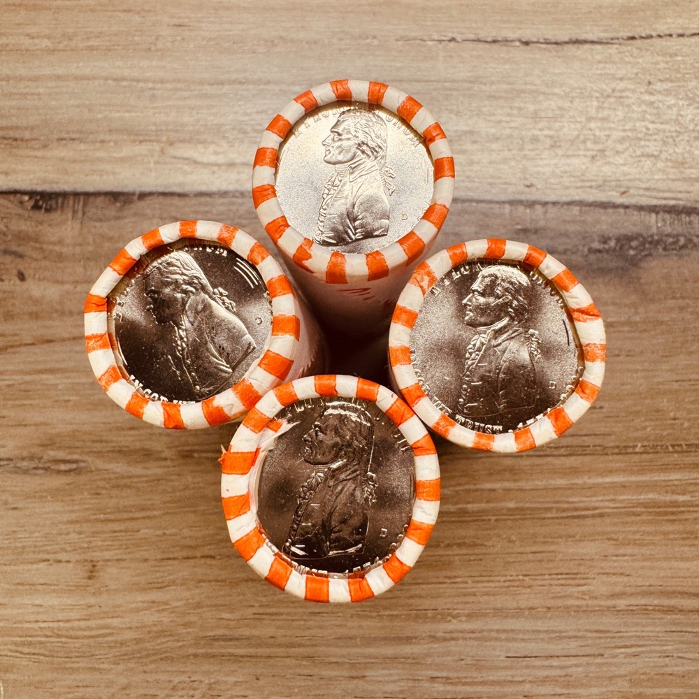 4 Rolls 2026 D Jefferson 250th Anniversary Quarters Uncirculated Coins